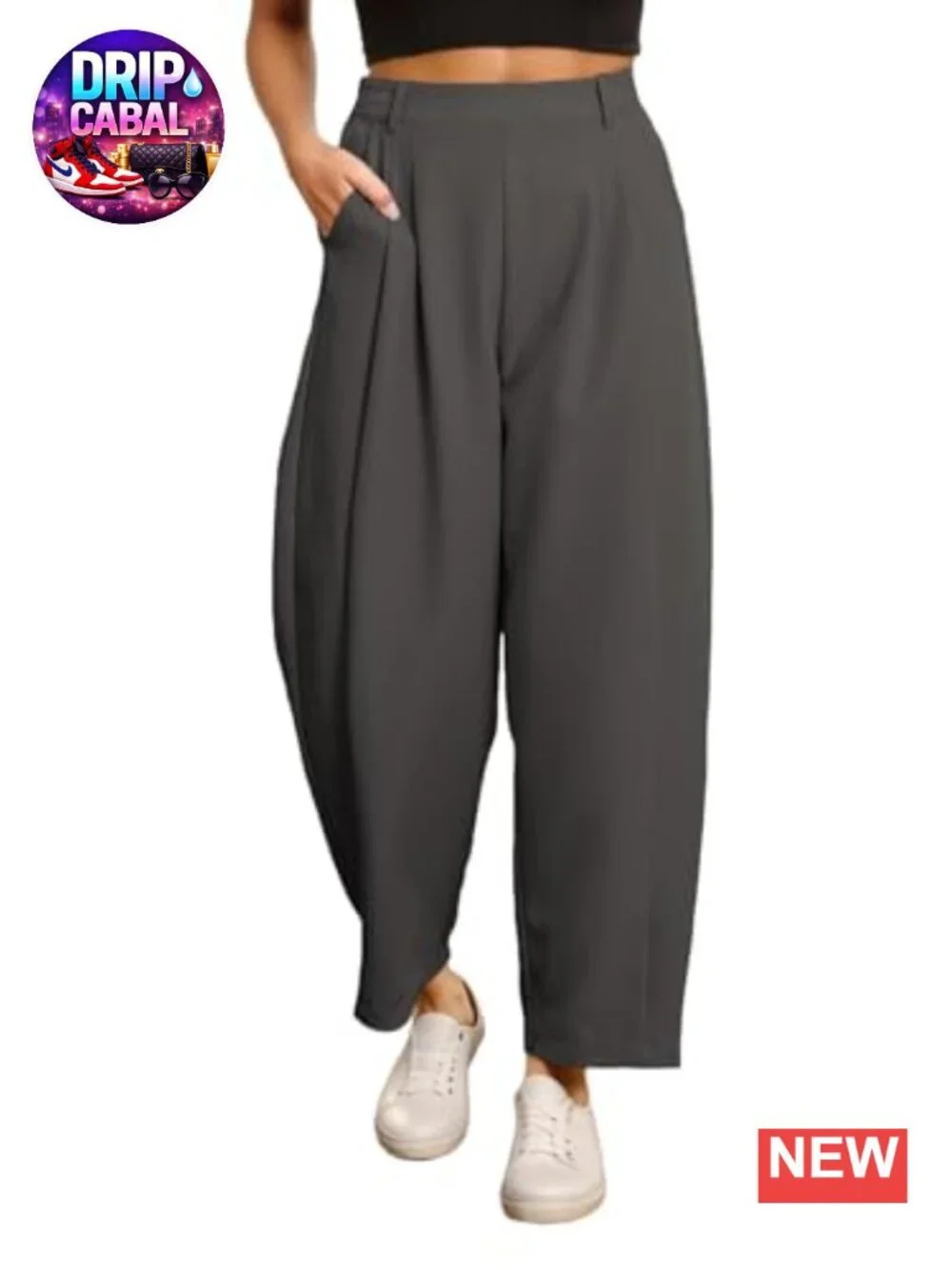 Wide Leg Barrel Pants with Pockets High Waisted Loose Fit Business Casual
